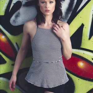 Free People Striped Peplum Tank Top XS